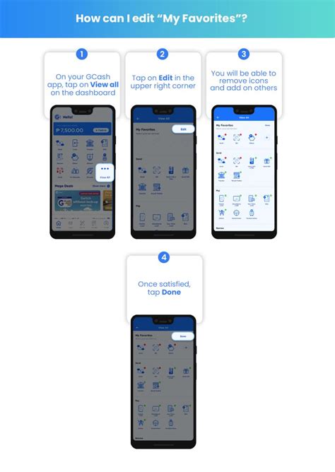 Edit “My Favorites” on the GCash App Dashboard.